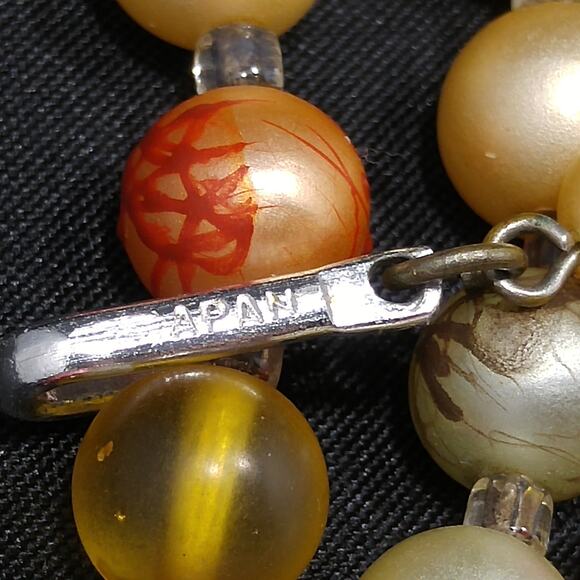 Vintage Japan Art Bead Necklace, Three Strands, 1950s, 17" - Picture 10 of 10